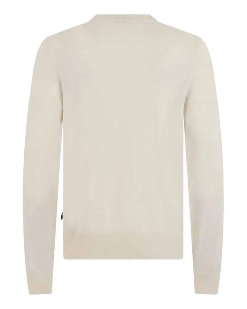 HUGO BOSS Men Long-Sleeve Sweater Open White Virgin Wool Sweatshirts White