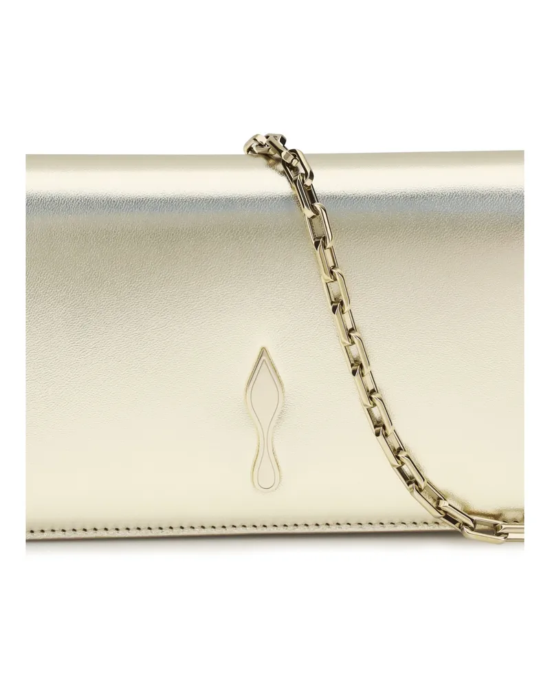 Christian Louboutin Women's Clutch Bettina Platinum-Gold Laminated Leather Lamb Bags Platinum/gold Gold