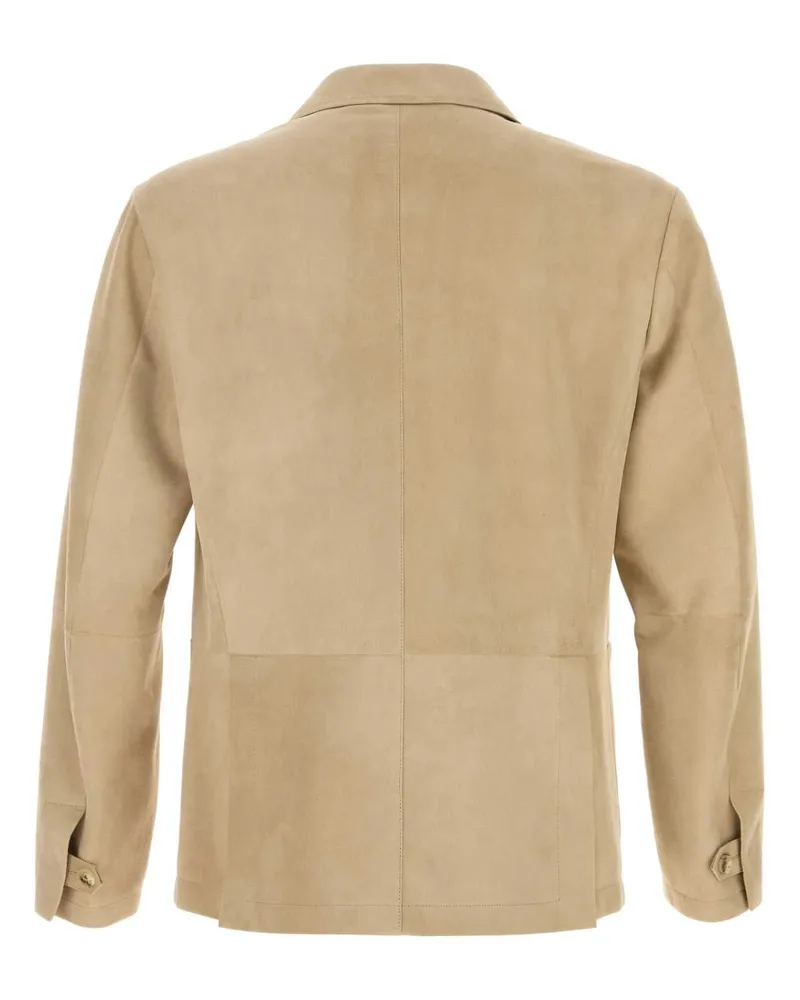 Canali Men's Doppio Blazer Beige Suede Blazers Beige