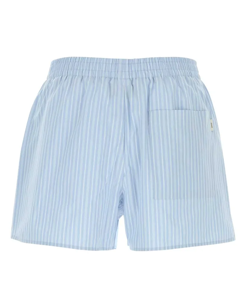 AMI Paris Men's Embroidered Poplin Shorts Bleucachemireblanc Exterior: Cotton Blue