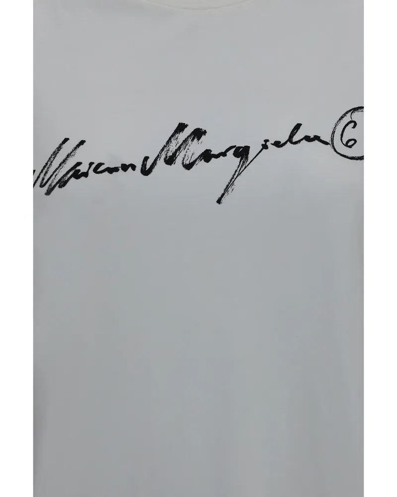 Maison Margiela Women's T-Shirt Central Print Off White Cotton T-Shirts & Jerseys White