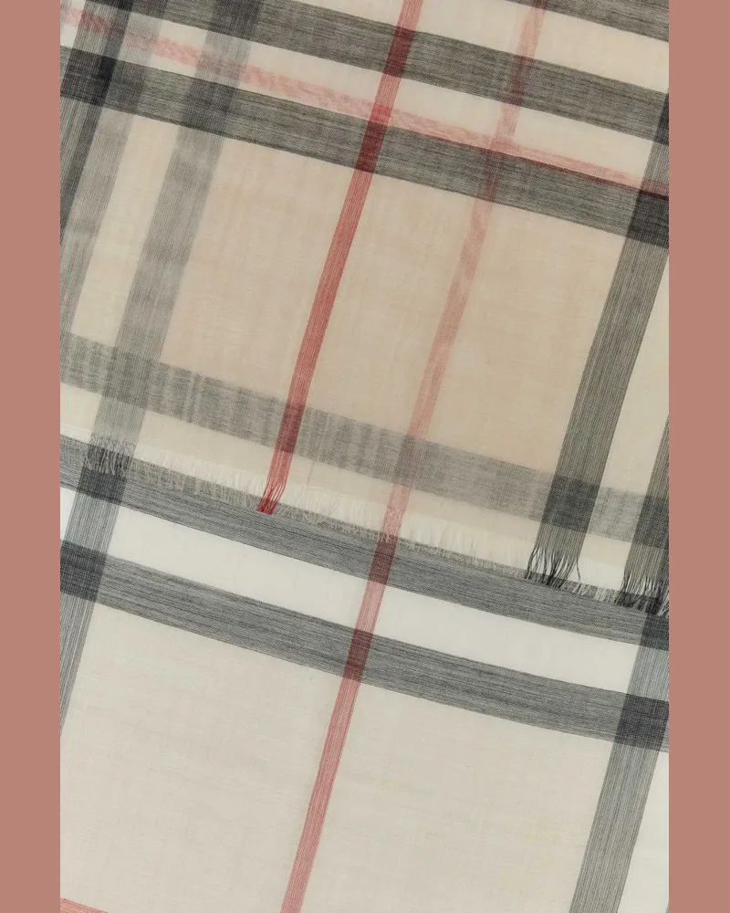 Burberry Unisex Embroidered Wool Blend Foulard Stonecheck Exterior: Silk Sciarpe E Scarfs Gray