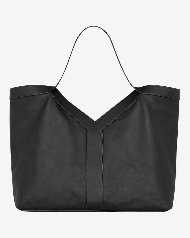 Saint Laurent Men's Large Leather Tote Bag Black Shoulder Black