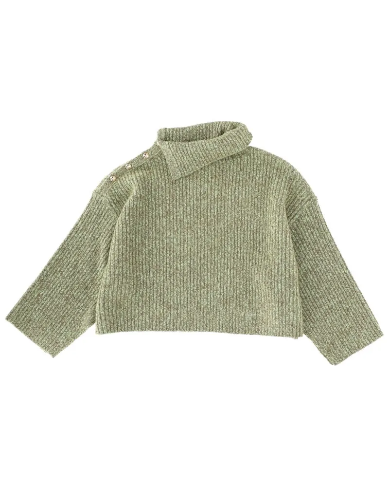 Ganni Side Button Closure Sweater — Green Green