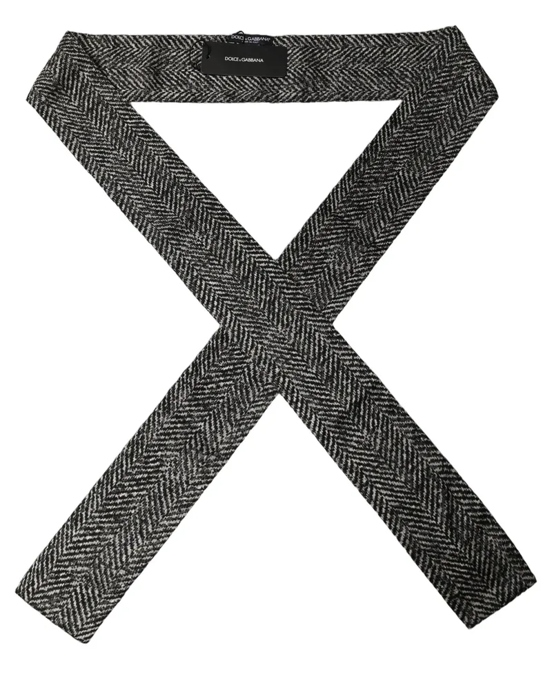 Dolce & Gabbana Herringbone Tweed Silk Scarf — Black Black