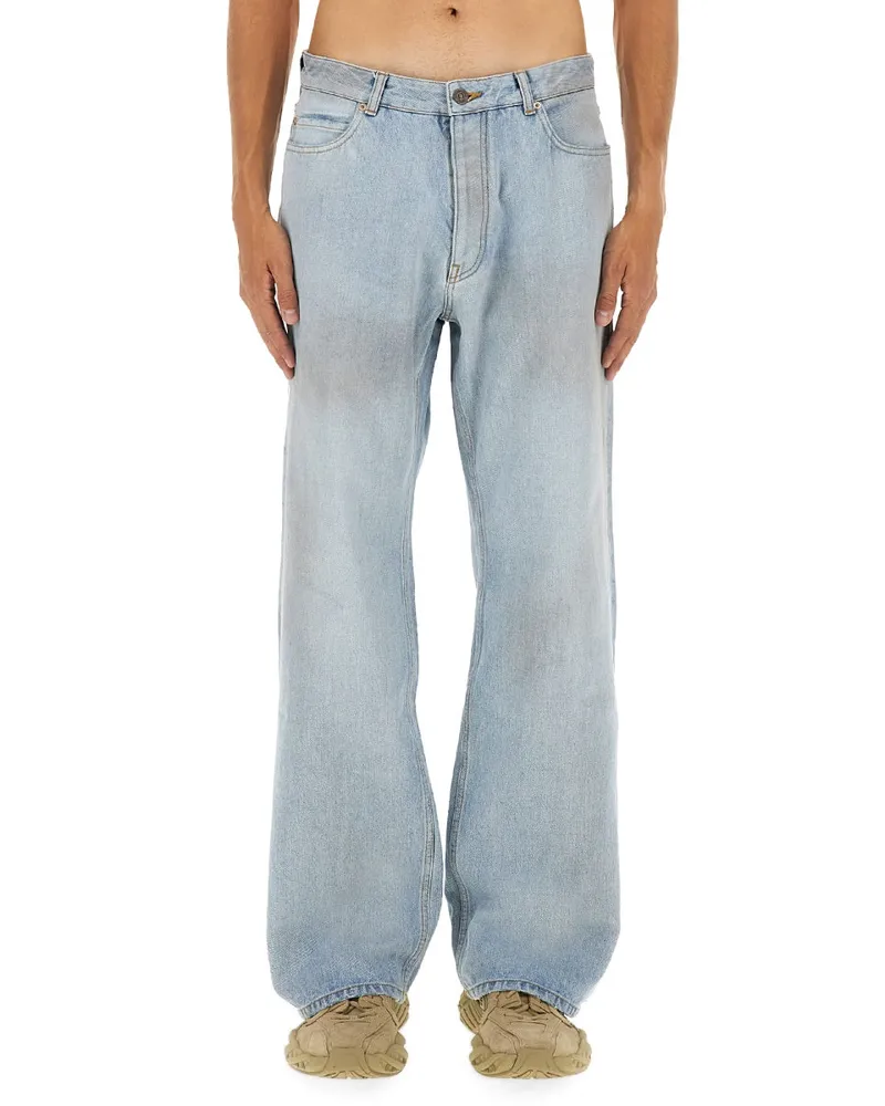 Balenciaga Deconstructed Cotton Jeans — Blue Blue