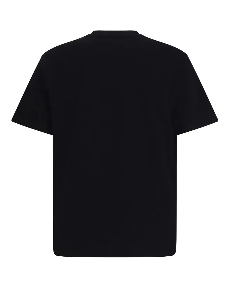 Jil Sander Men Crewneck Cotton T-Shirt With Printed Logo Black T-Shirts And Polos Black