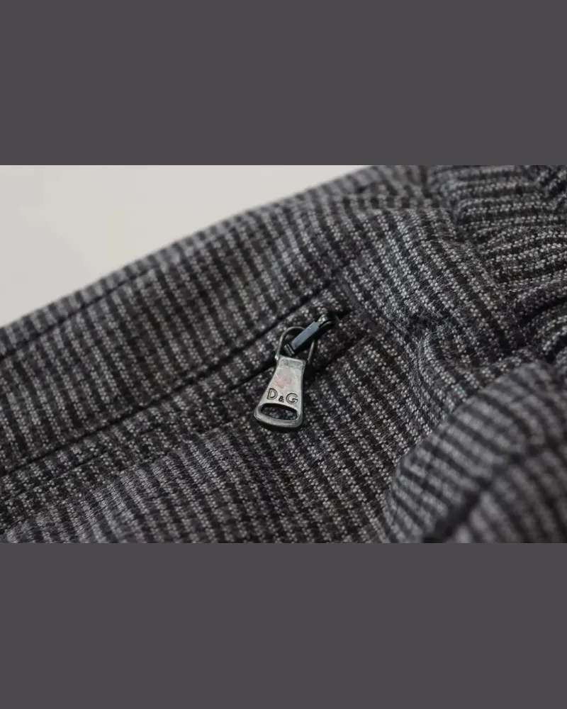 Dolce & Gabbana Men's Striped Wool Trouser Gray Polyester Elastane Gray