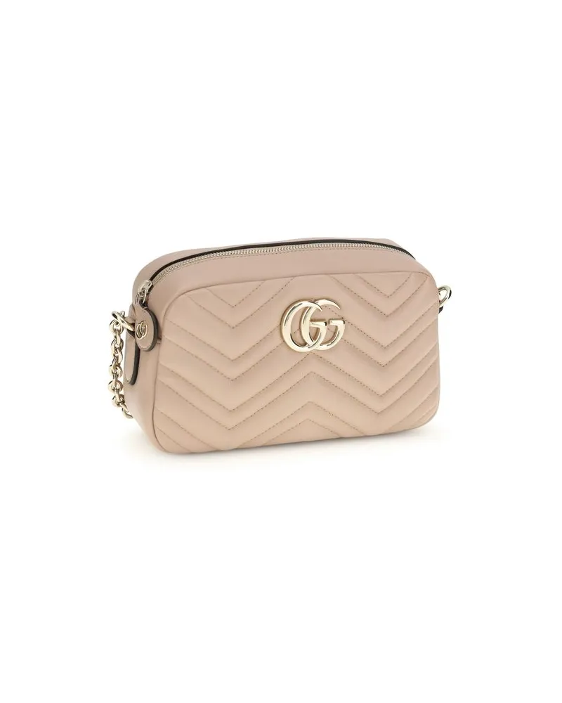 Gucci Women's Gg Marmont Shoulder Bag Beige Lamb Nappa Leather Beige