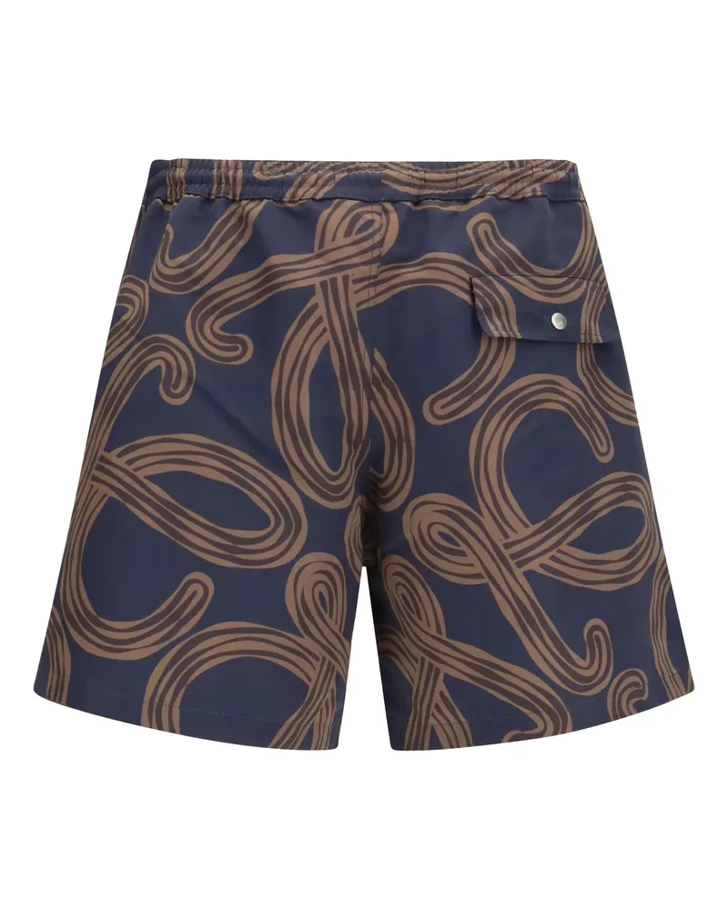 Loewe Men Technical Swim Shorts Navy-Brown Polyester Beachwear Navy/brown Sea Clothing Navy