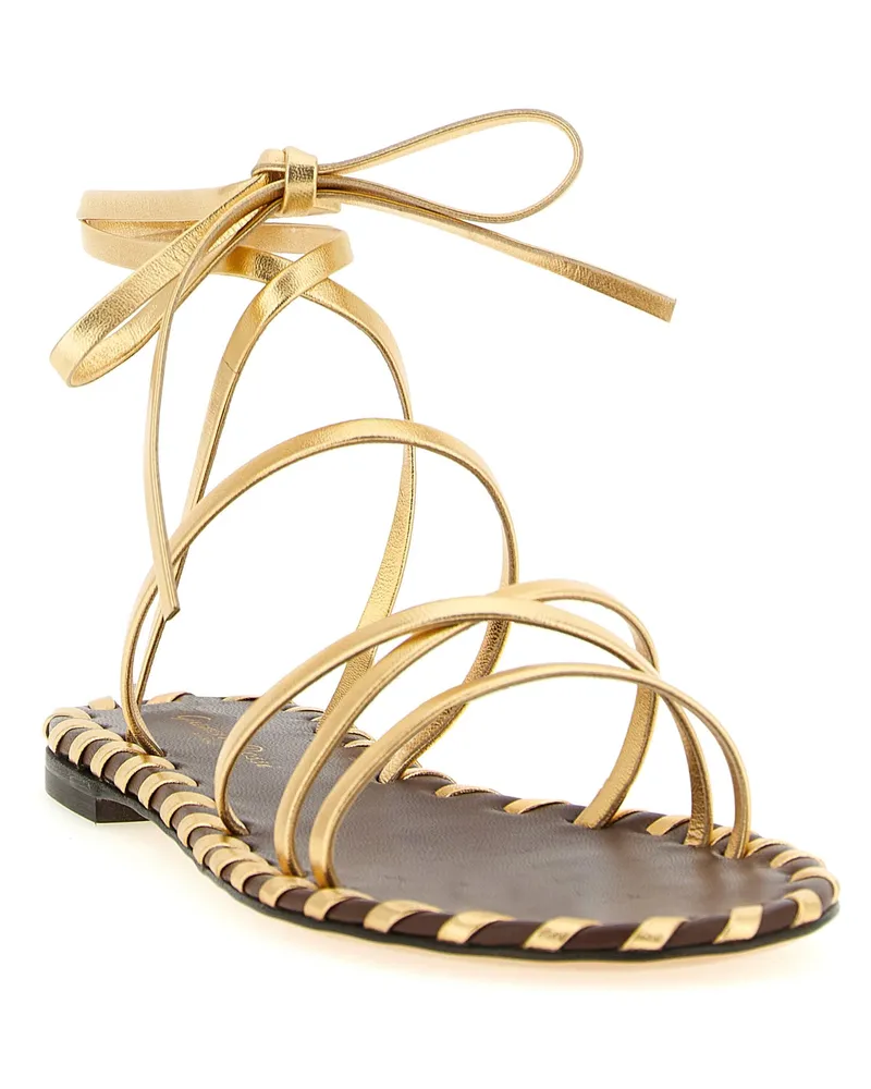 Gianvito Rossi Women's Gold Lamb Leather Flat Sandals Gold