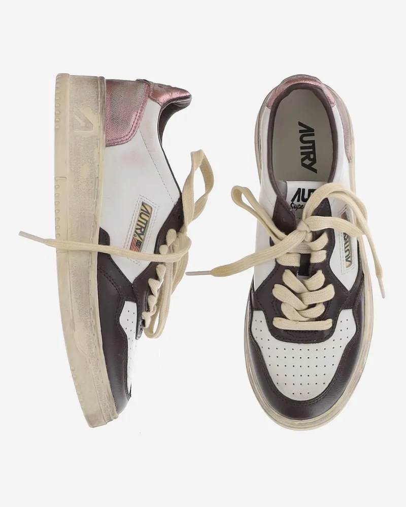 AUTRY Women's Low-Top Sneakers Medalist Super Vintage Multicolour Leather Trainers Multicolor
