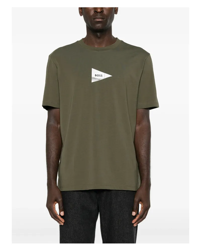 HUGO BOSS Logo-Print Cotton T-Shirt — Green Green