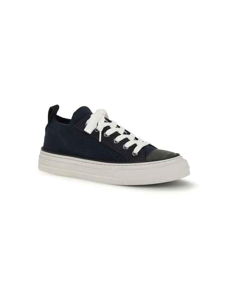 Brunello Cucinelli Women's Blue Cotton Low Top Sneakers Blue