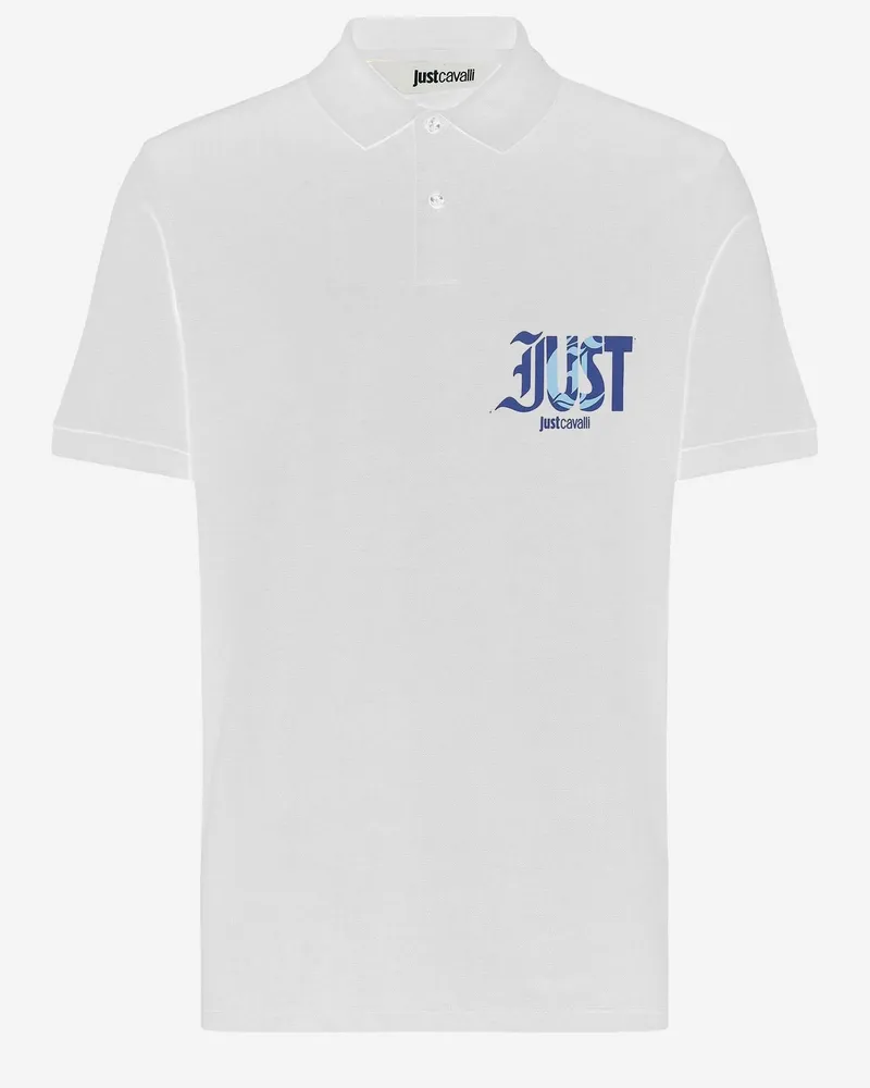 Just Cavalli Men's Polo Shirt Cotton White T-shirts And Polos White