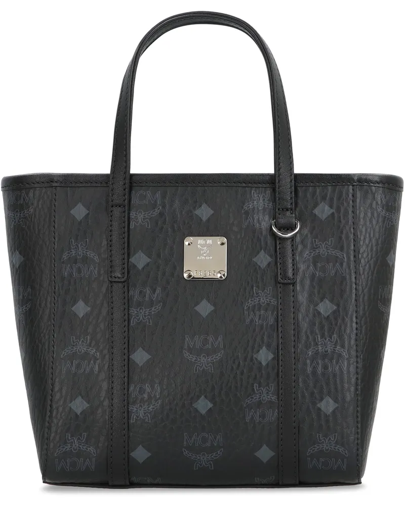MCM Women's Mini Tote Bag Toni Visetos Black Polyurethane Black
