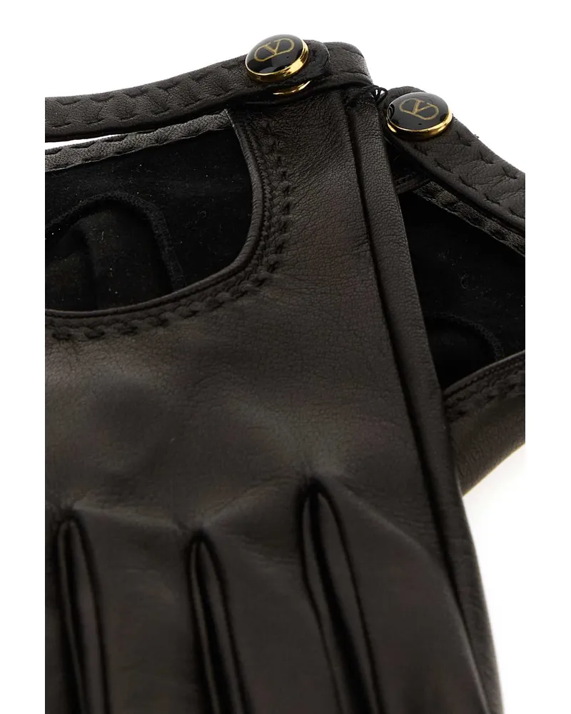 Valentino Garavani Women's Black Leather Gloves Nerooro Exterior: Lamb Guanti Black