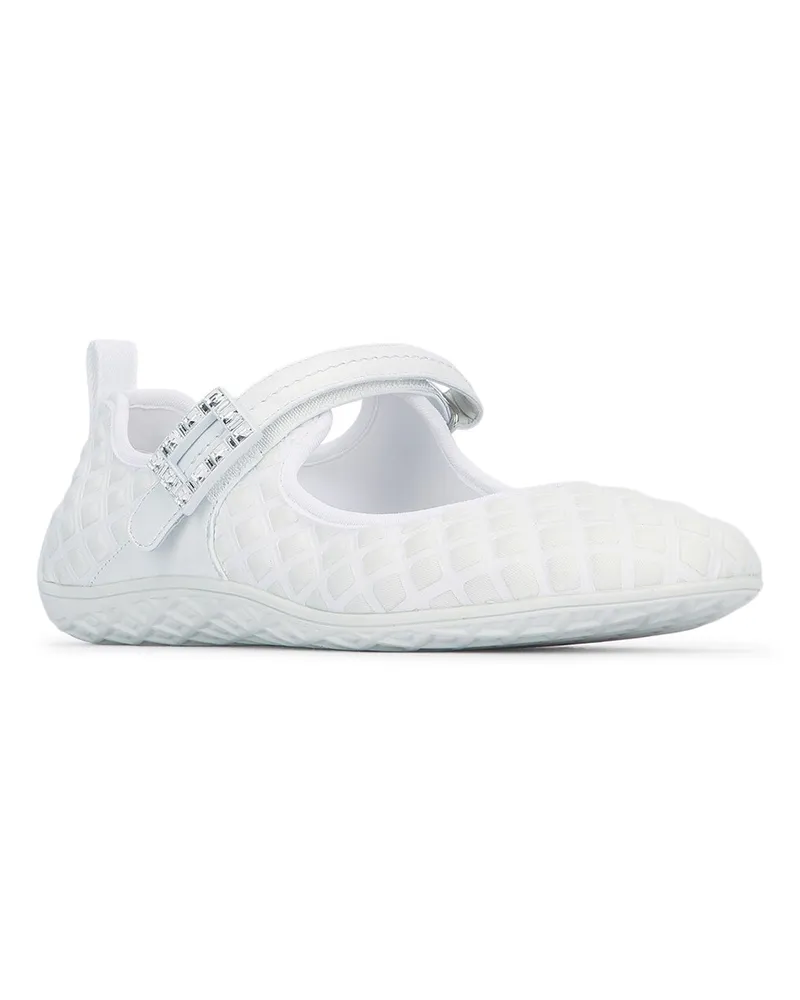 Roger Vivier Women's Viv Up Low Babies Strass Ball 2 Bianco Leather - Sole: Calf Sneaker White