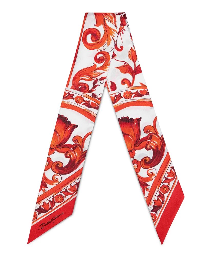 Dolce & Gabbana Women's Silk Twill Bandeau - Orange Maiolica Scarf Scarfs Orange