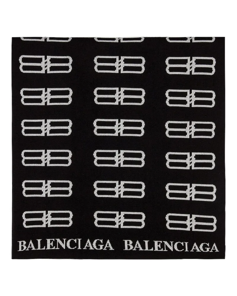 Balenciaga Men's Bb Monogram Logo Blanket Scarf Black Accessories Black