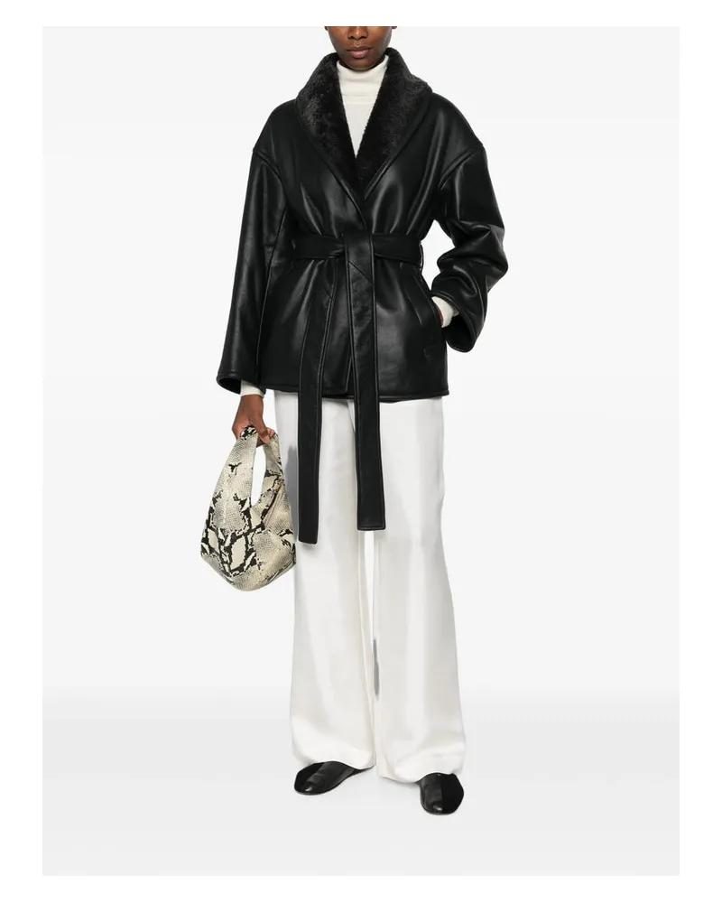Joseph Sheepskin Belted Coat — Black Black