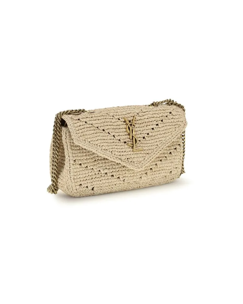Saint Laurent Women's Beige Raffia Shoulder Bag Beige