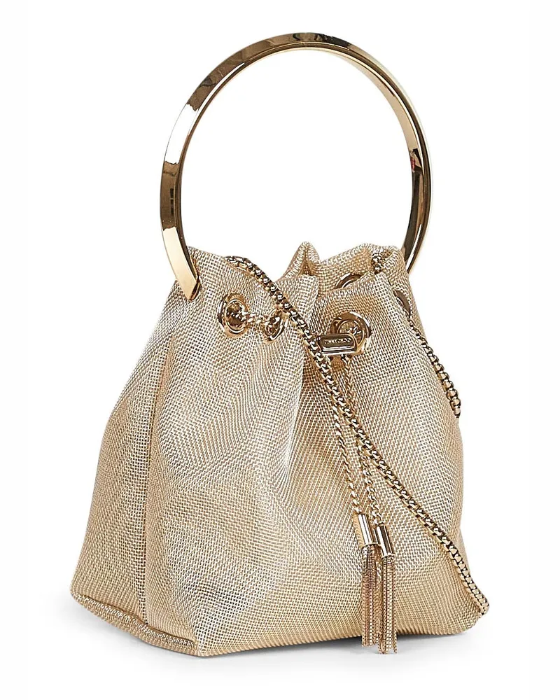 Jimmy Choo Women's Bucket Bag Bon Gold Recycled Polyamide Shoulder Gold
