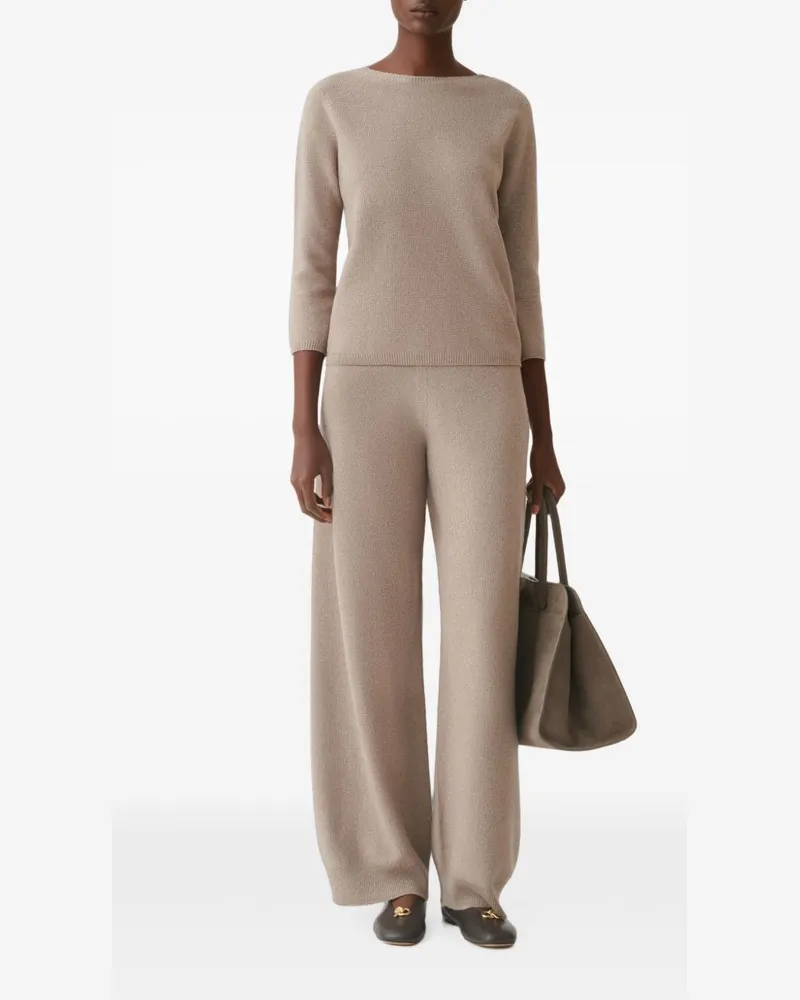Fabiana Filippi Fine-Knit Wool Blend Trousers — Beige Beige