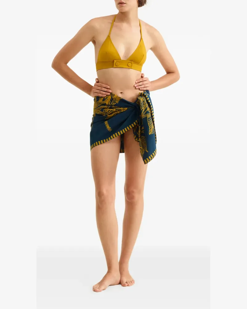 Eres Jungle Palm-Print Sarong — Teal Teal