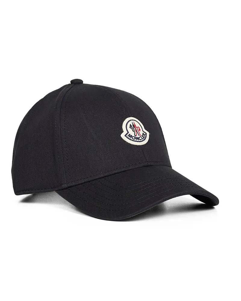 Moncler Men's Baseball Cap Black Cotton Gabardine Hat Black