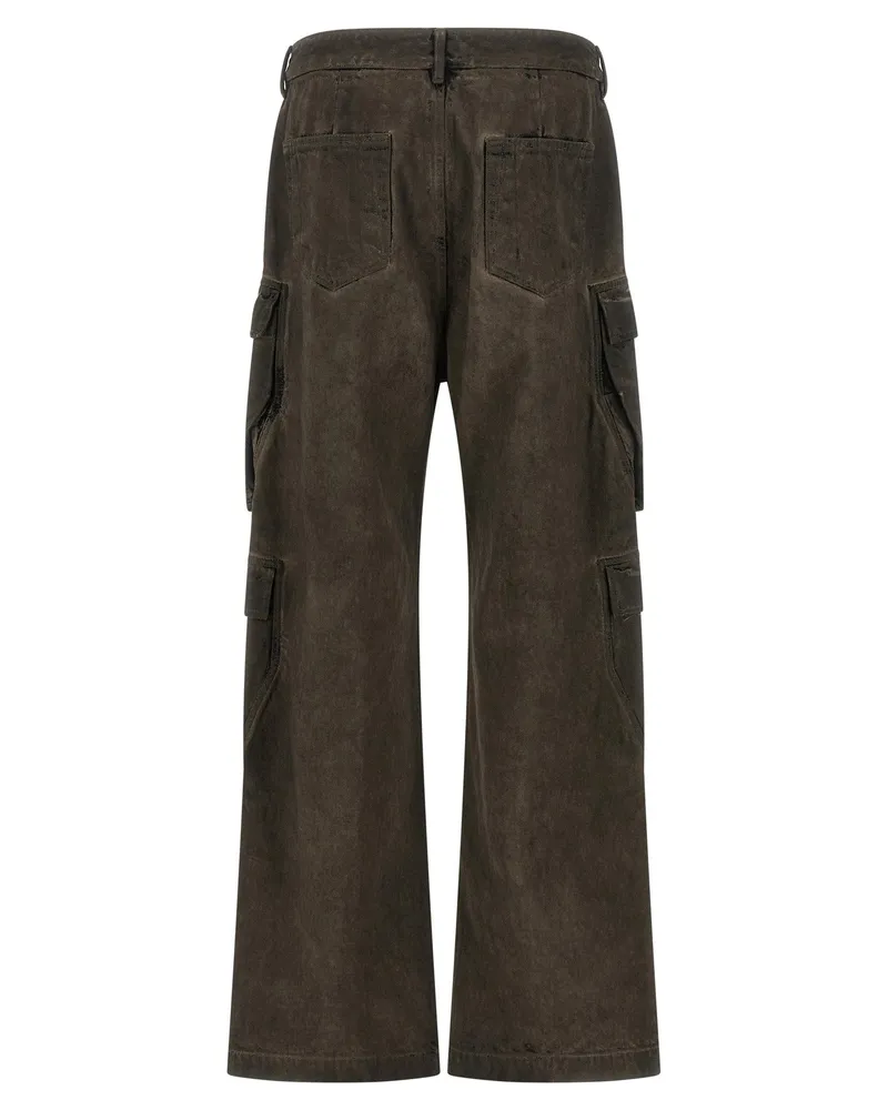 DRKSHDW by Rick Owens Double Cargo Washed Denim Cargo Pants — Gray Gray