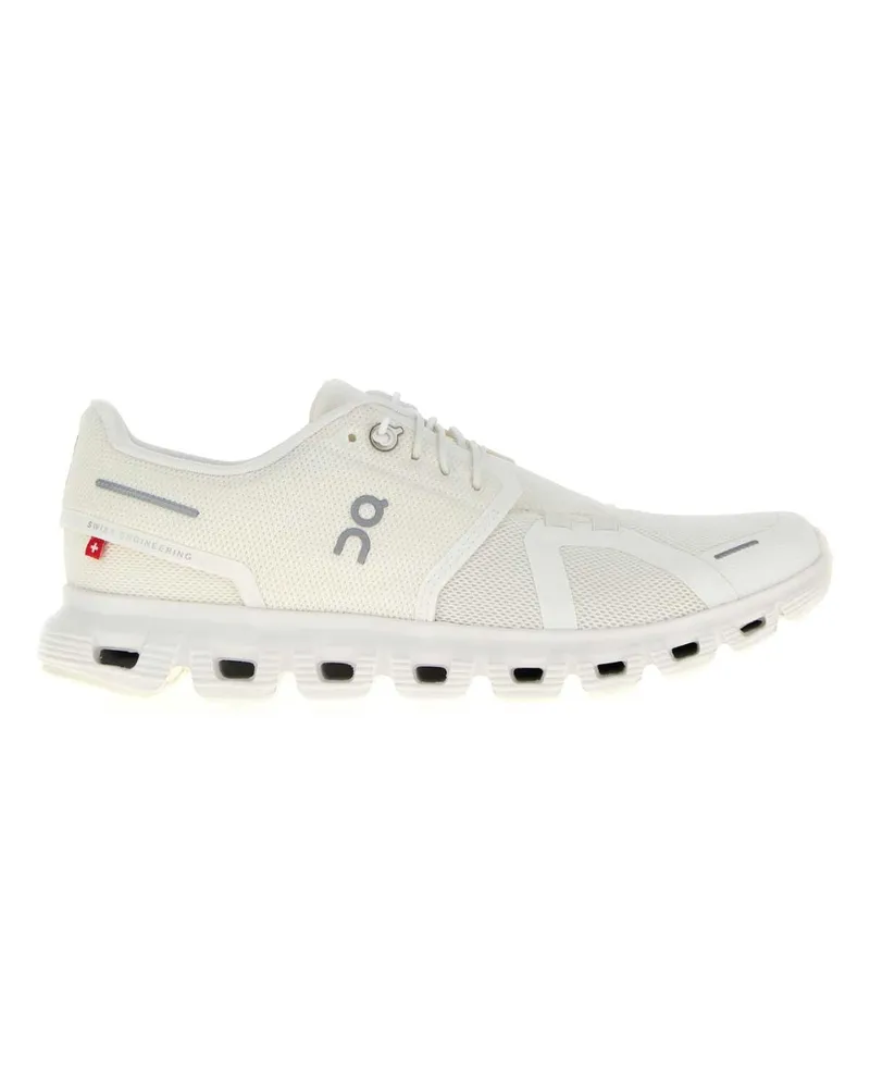 ON Women's White Mesh Cloud 6 Sneakers Whitewhite White