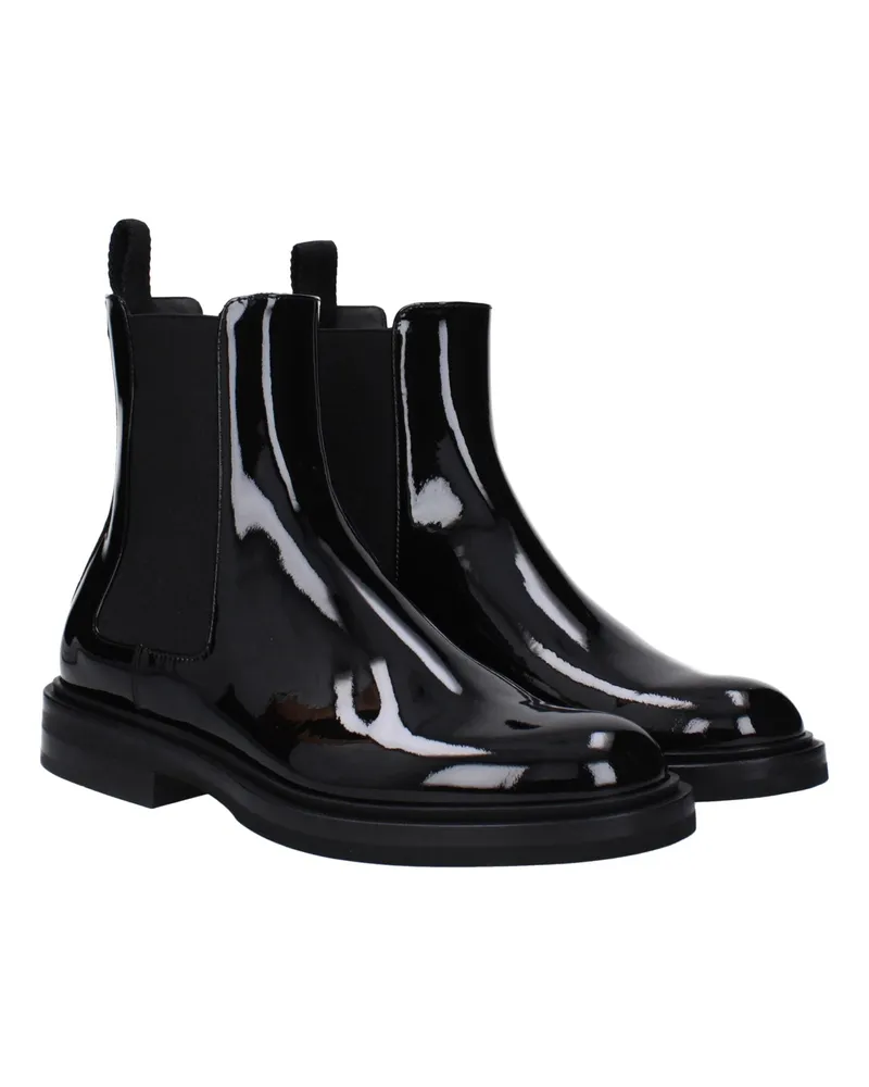 Dolce & Gabbana Men's Black Leather Ankle Boots Black