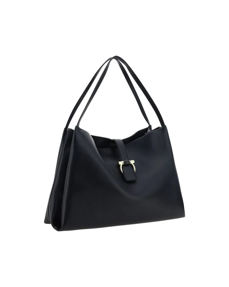 Ferragamo Women's Mia Shoulder Bag Black Calf Leather Bos Black