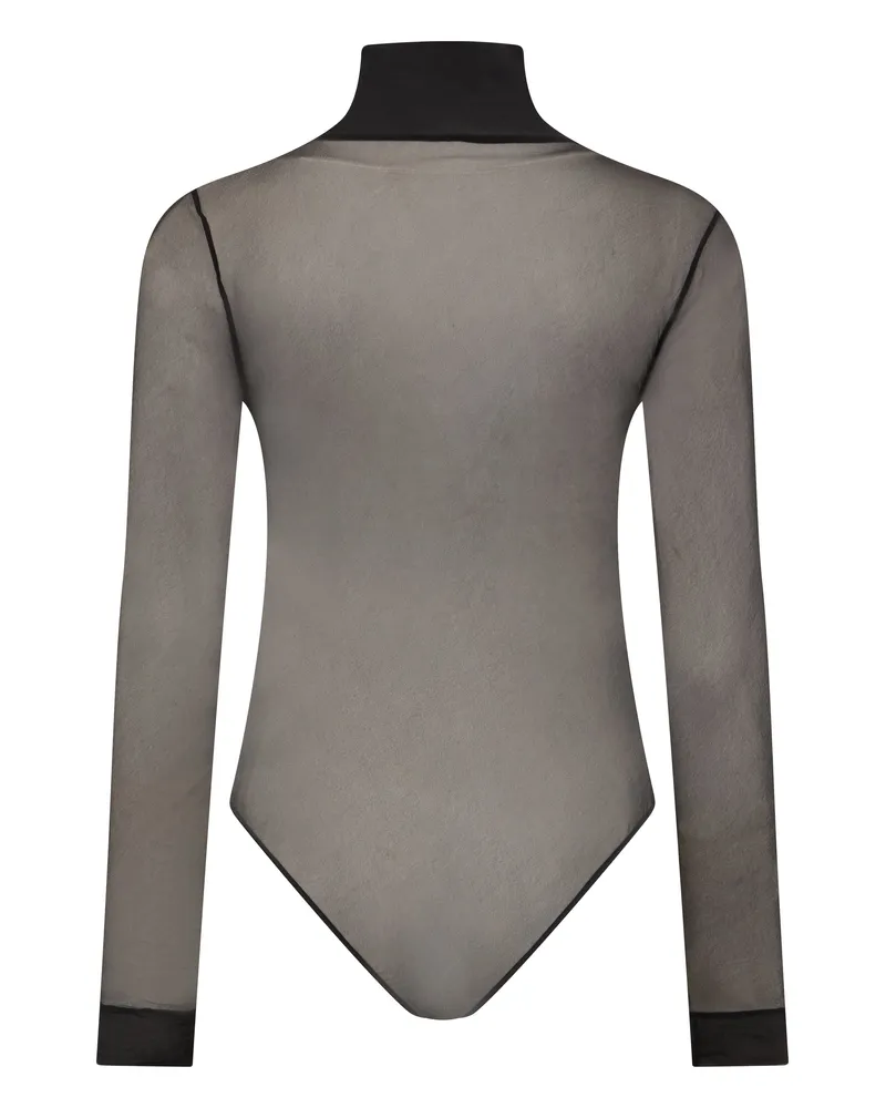 Maison Margiela Women's Long-Sleeve Sheer Bodysuit Black Polyester Bodies Black