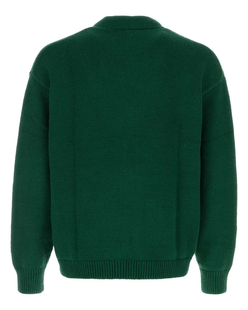 Ralph Lauren Men's Bottle Green Cotton Cardigan Newforest Exterior: Maglieria Sweater Green