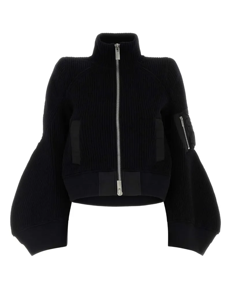Sacai Women's Black Wool Cardigan Exterior: Maglieria Sweater Black
