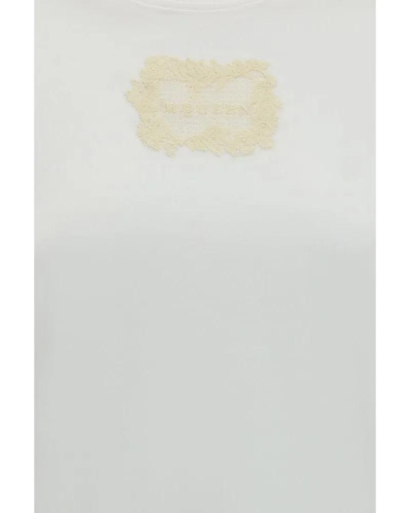 Alexander McQueen Embroidered Logo Cotton T-Shirt — White White