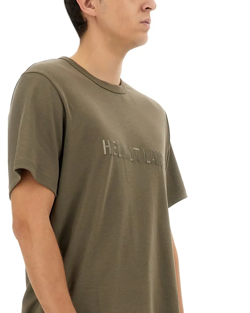 Helmut Lang Logo-Embroidered Cotton T-Shirt — Beige Beige