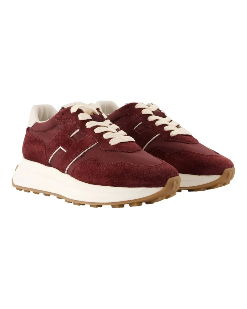 Hogan Women's H641 Allacciato H Trainers -  Leather Burgundy Calfskin Shoes Sneakers Burgundy