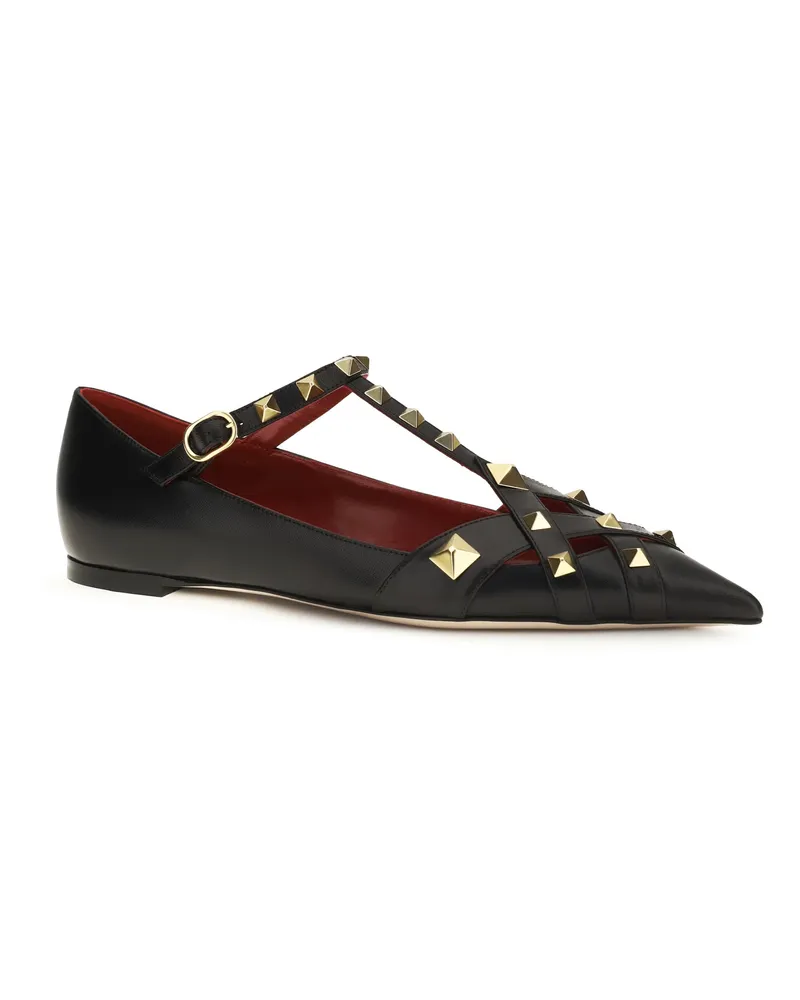 Valentino Garavani Women's Studdy Ballerinas Kidskin Nero Goatskin-Hircus Goatskin Goatskin/hircus Flat Shoes Black
