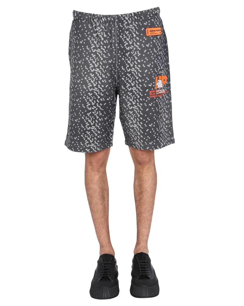 Heron Preston Rubber Logo Bermuda — Black Black