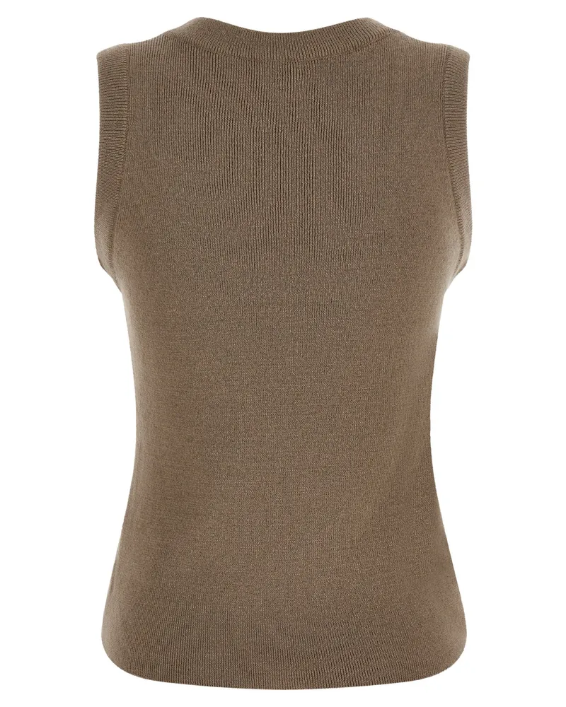 Giuseppe di Morabito Virgin Wool Ribbed Tank Top — Beige Beige