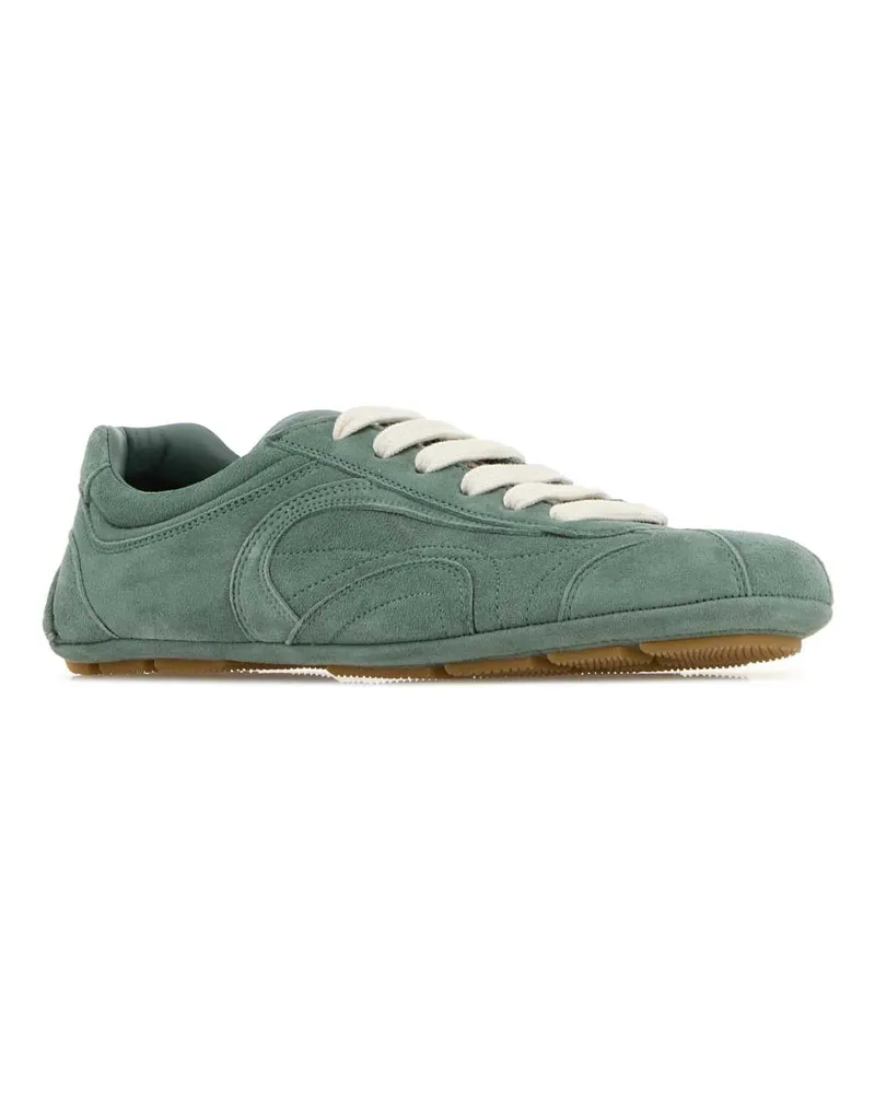 Prada Women's Mint Green Suede Montecarlo Sneakers Salvia Green