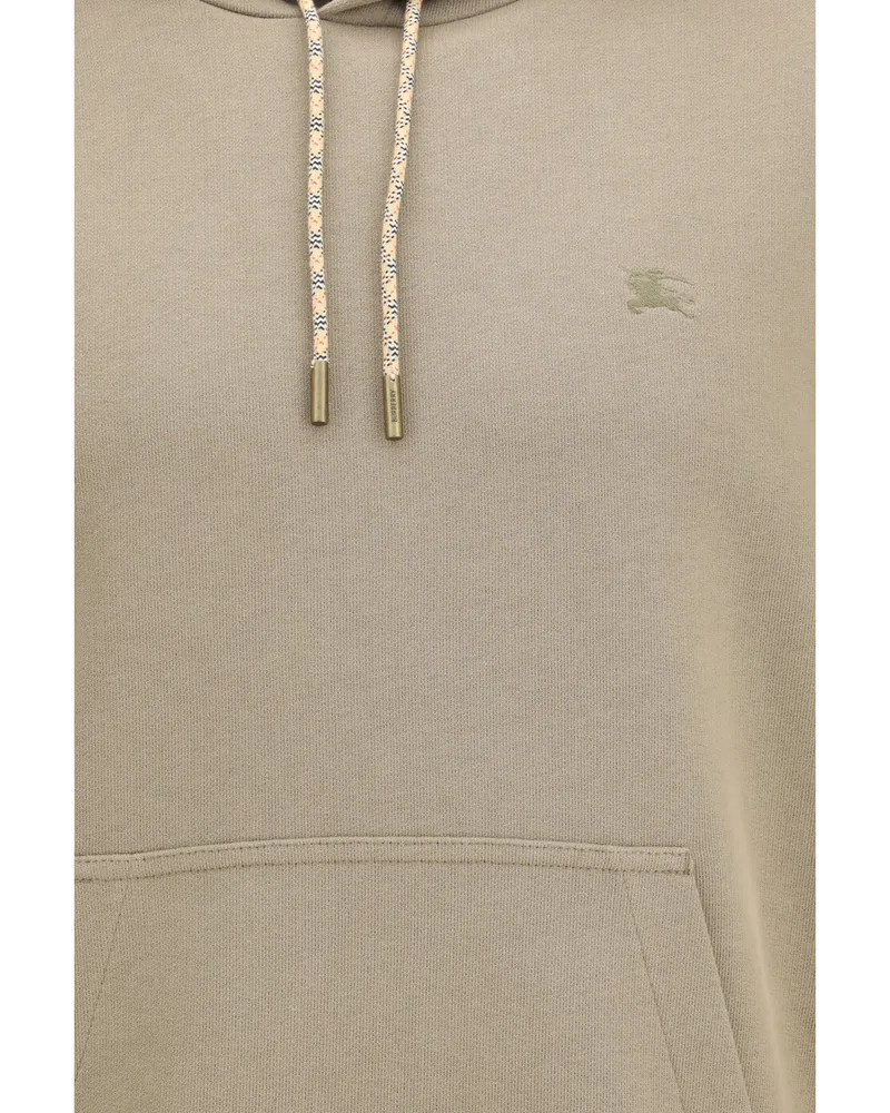 Burberry Men Hoodie Check Print Finch Brown Cotton Sweatshirts Sweater Beige