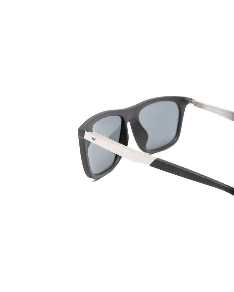 Emporio Armani Rectangle Frame Sunglasses — Black Black