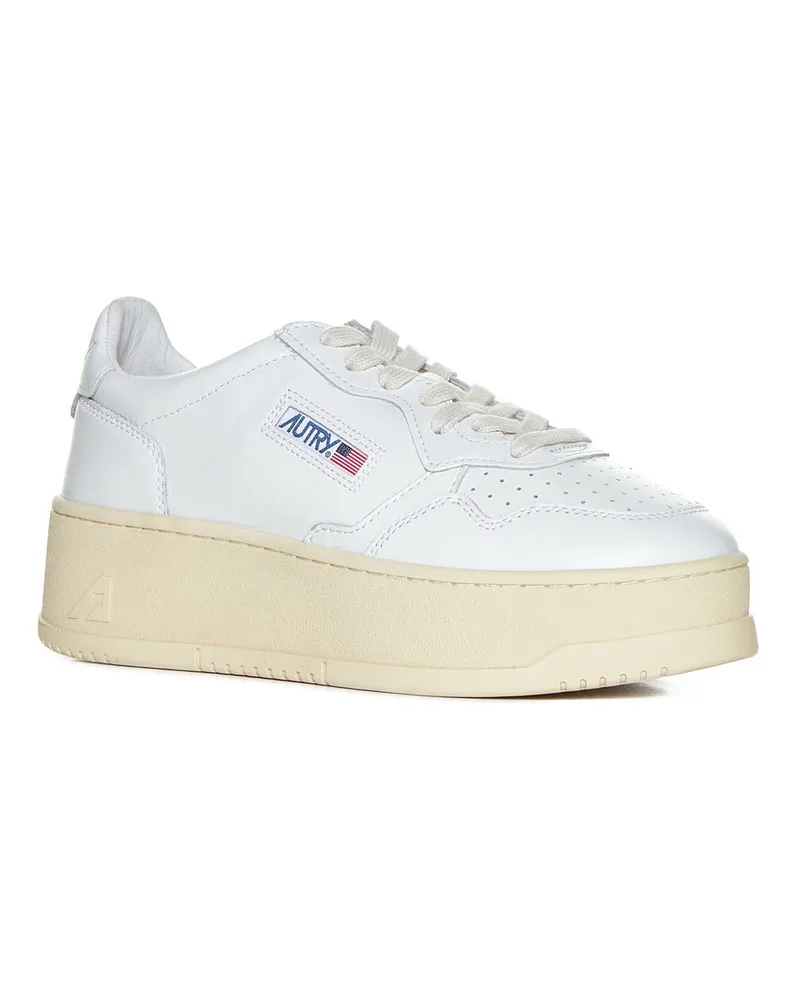 AUTRY Women's Leather Sneakers With Platform Sole White Trainers White