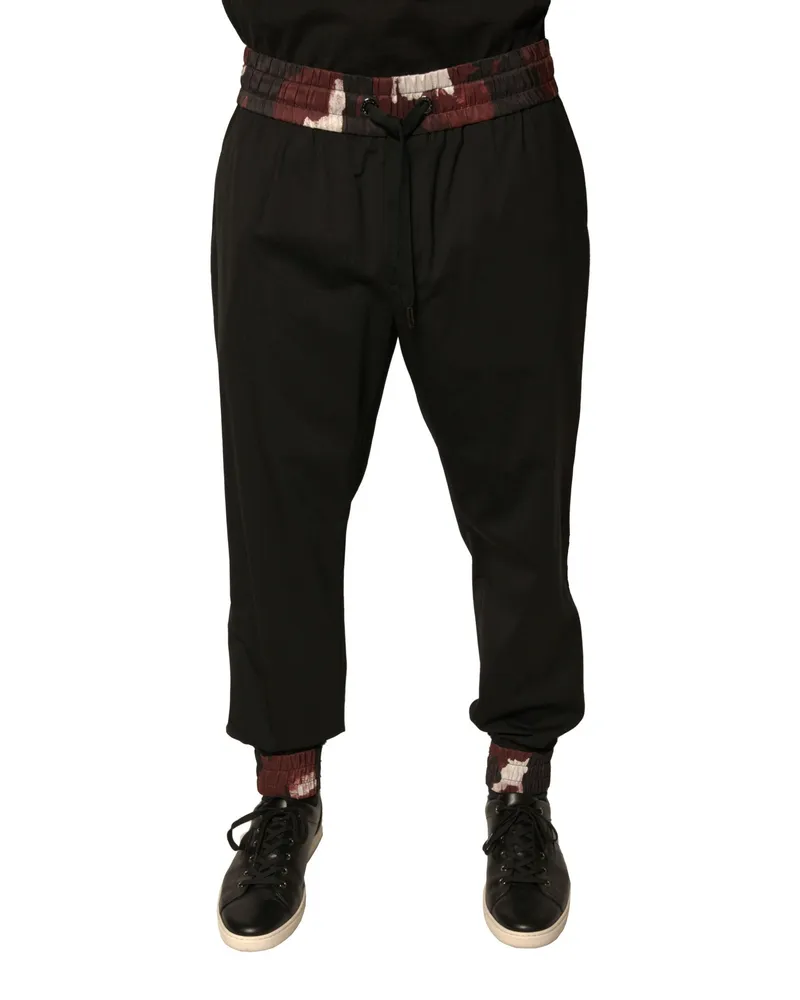 Dolce & Gabbana Men's Black Camouflage Wool Jogger Sweatpants Pants Black