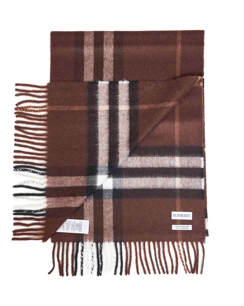 Burberry Check Cashmere Scarf — Brown Brown