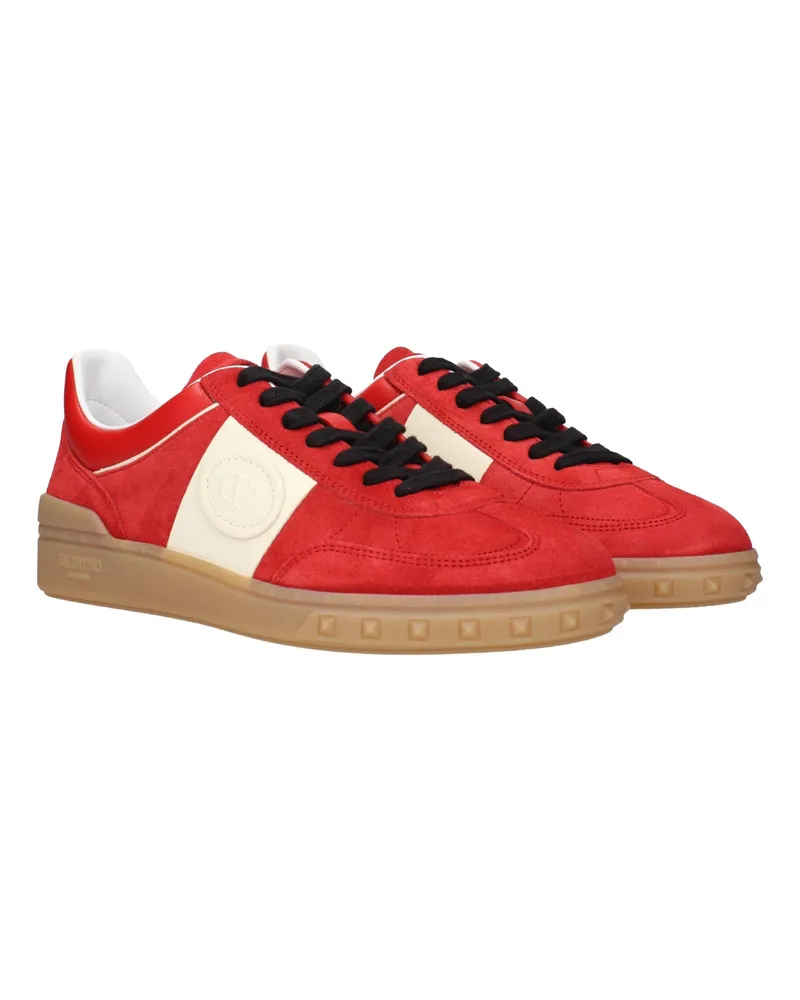 Valentino Garavani Men's Red Leather Low Top Sneakers Red